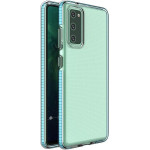 Hurtel Spring Case clear TPU gel protective cover with colorful frame for Samsung Galaxy A72 4G light blue - (Spring Case Samsung A72 4G/5G Light Blue)