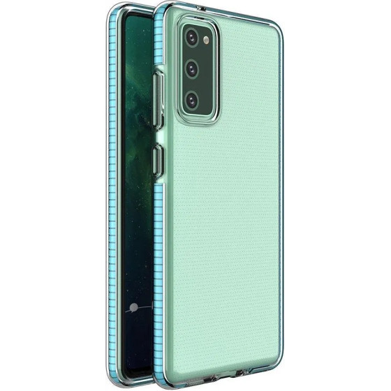Hurtel Spring Case clear TPU gel protective cover with colorful frame for Samsung Galaxy A72 4G light blue - (Spring Case Samsung A72 4G/5G Light Blue)