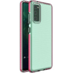 Hurtel Spring Case clear TPU gel protective cover with colorful frame for Samsung Galaxy A72 4G light pink - (Spring Case Samsung A72 4G/5G Dark Pink)
