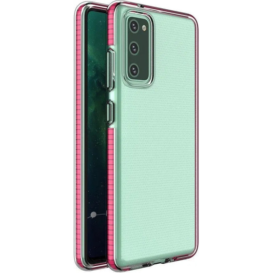 Hurtel Spring Case clear TPU gel protective cover with colorful frame for Samsung Galaxy A72 4G light pink - (Spring Case Samsung A72 4G/5G Dark Pink)