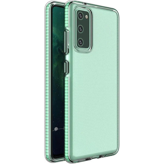Hurtel Spring Case clear TPU gel protective cover with colorful frame for Samsung Galaxy A72 4G mint - (Spring Case Samsung A72 4G/5G Mint)