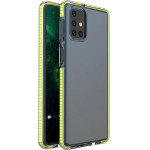 Hurtel Spring Case clear TPU gel protective cover with colorful frame for Samsung Galaxy M51 yellow - (Spring Case Samsung M51 Yellow)