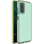 Hurtel Spring Case clear TPU gel protective cover with colorful frame for Samsung Galaxy S21 Ultra 5G yellow - (Spring Case Samsung S30 Ultra Yellow)