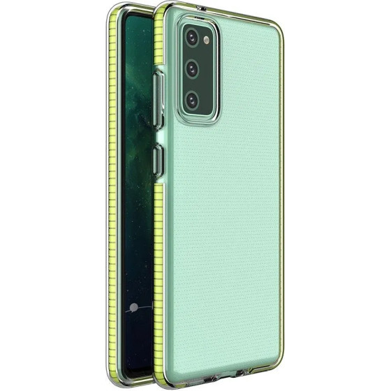 Hurtel Spring Case clear TPU gel protective cover with colorful frame for Samsung Galaxy S21+ 5G (S21 Plus 5G) yellow - (Spring Case Samsung S30 Plus Yellow)