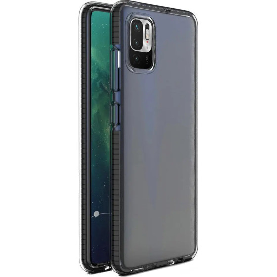 Hurtel Spring Case clear TPU gel protective cover with colorful frame for Xiaomi Redmi Note 10 5G / Poco M3 Pro black - (Spring Case Xiaomi Redmi Note 10 5G / POCO M3 PRO Black)