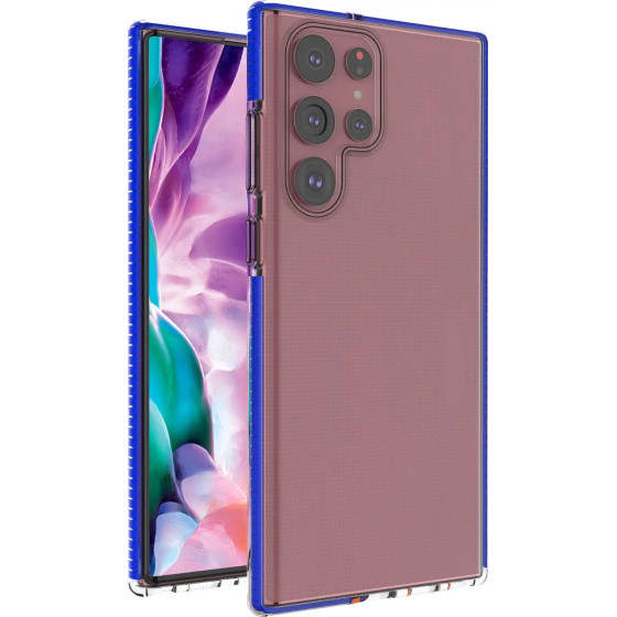 Hurtel Spring Case cover gel cover with colored frame for Samsung Galaxy S22 Ultra dark blue - (Spring Case Samsung S22 Ultra Dark Blue)