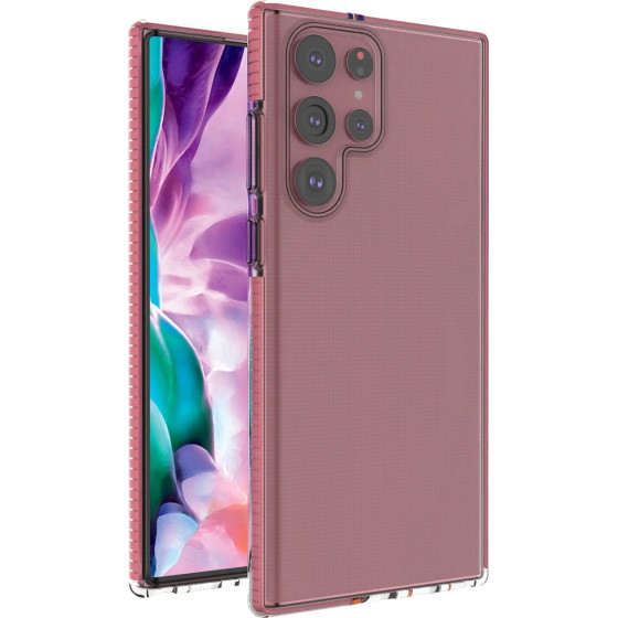 Hurtel Spring Case cover gel cover with colored frame for Samsung Galaxy S22 Ultra light pink - (Spring Case Samsung S22 Ultra Light Pink)