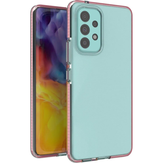 Hurtel Spring Case cover gel TPU cover with colored frame for Samsung Galaxy A73 light pink - (Spring Case Samsung A73 Light Pink)