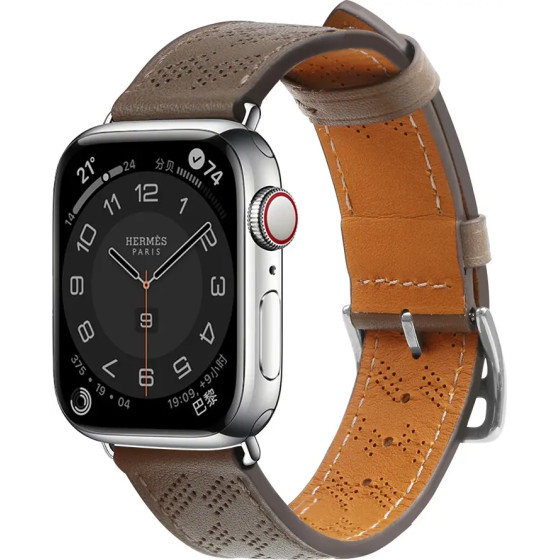 Hurtel Strap Leather leather strap Apple Watch SE, 9, 8, 7, 6, 5, 4, 3, 2, 1 (41, 40, 38 mm) band bracelet dark brown - (Strap Leather second level genuine leather Apple Watch 38/40/41 Dark Brown)