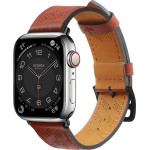 Hurtel Strap Leather leather strap Apple Watch SE, 9, 8, 7, 6, 5, 4, 3, 2, 1 (41, 40, 38 mm) band bracelet red - (Strap Leather second level genuine leather Apple Watch 38/40/41 Red Brown)