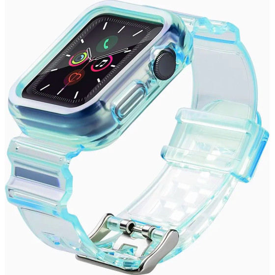 Hurtel Strap Light Set replacement band strap case for Watch 3 42mm / Watch 2 42mm blue - (Strap Light Set Apple iWatch 2/3/4/5/6/SE 42 Blue)