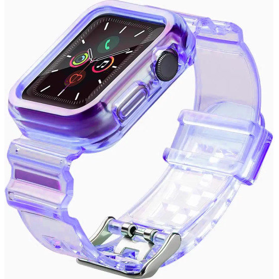 Hurtel Strap Light Set replacement band strap case for Watch 3 42mm / Watch 2 42mm purple - (Strap Light Set Apple iWatch 2/3/4/5/6/SE 42 Purple)