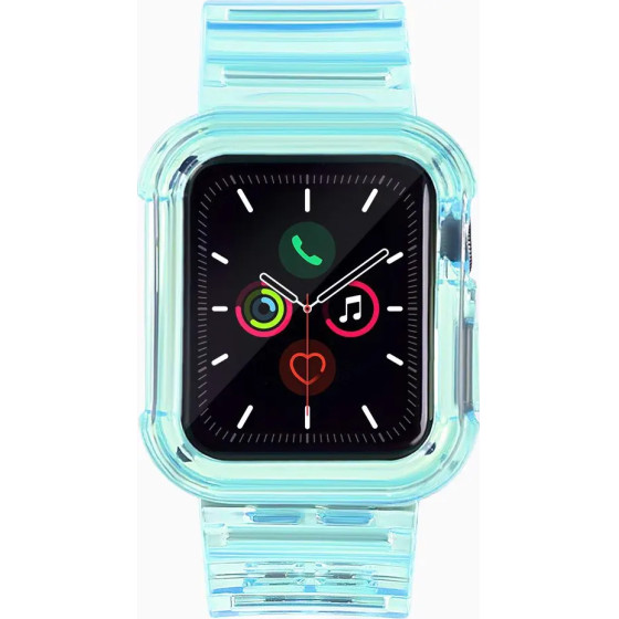 Hurtel Strap Light Set replacement band strap case for Watch 6 40mm / Watch 5 40mm / Watch 4 40mm / Watch SE 40mm blue - (Strap Light Set Apple iWatch 2/3/4/5/6/SE 40 Blue)