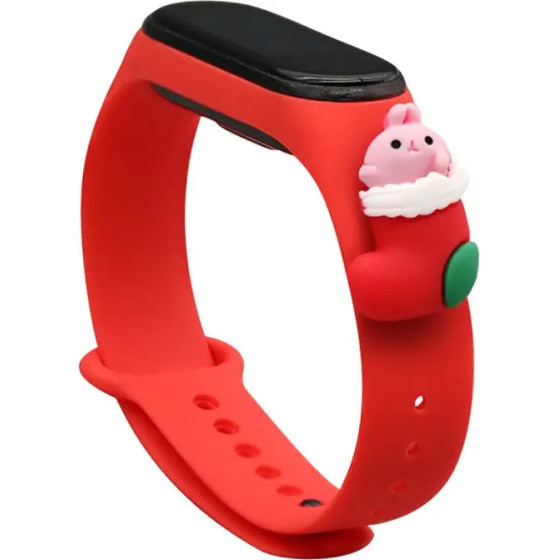 Hurtel Strap Xmas Wristband for Xiaomi Mi Band 4 / Mi Band 3 Christmas Silicone Strap Bracelet Red (Santa 1) - (Strap Xmas Xiaomi Mi Band 3 / 4 Red Santa 1)