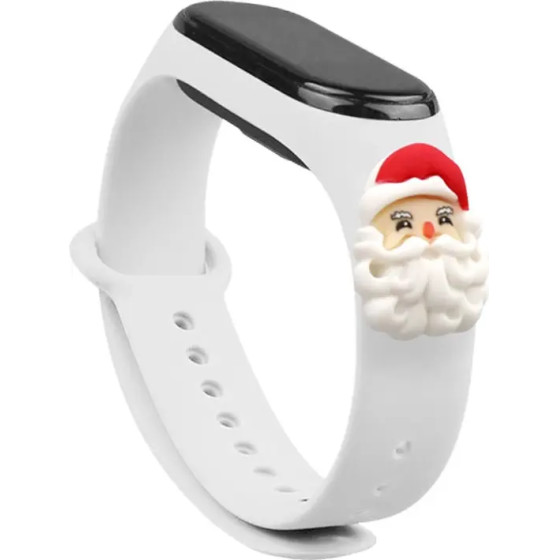 Hurtel Strap Xmas Wristband for Xiaomi Mi Band 4 / Mi Band 3 Christmas Silicone Strap Bracelet White (Santa Claus) - (Strap Xmas Xiaomi Mi Band 3 / 4 White Santa)