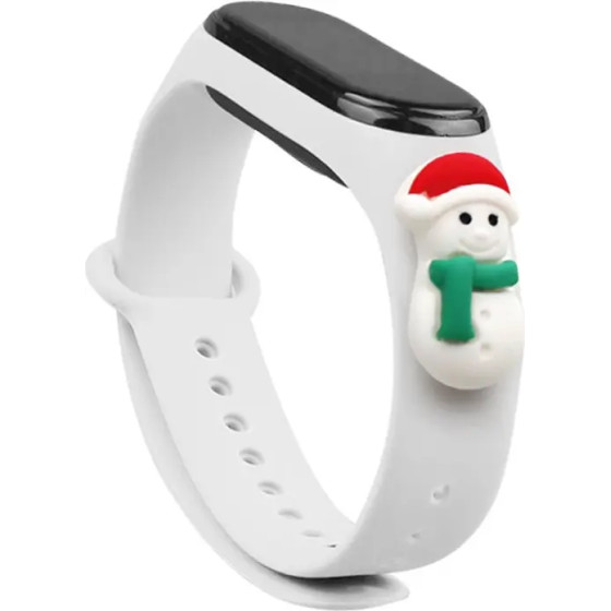 Hurtel Strap Xmas Wristband for Xiaomi Mi Band 4 / Mi Band 3 Christmas Silicone Strap Bracelet White (Snowman 1) - (Strap Xmas Xiaomi Mi Band 3 / 4 White Snowman 1)