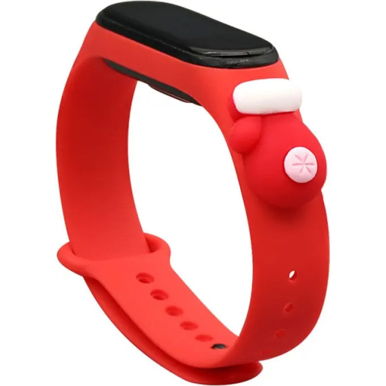 Hurtel Strap Xmas Wristband for Xiaomi Mi Band 6 / Mi Band 5 Christmas Silicone Strap Bracelet Red (Glove) - (Strap Xmas Xiaomi Mi Band 5 / 6 Red Glove)