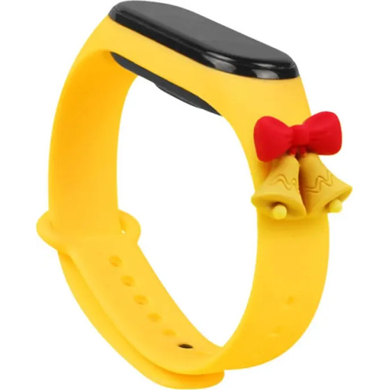 Hurtel Strap Xmas Wristband for Xiaomi Mi Band 6 / Mi Band 5 Christmas Silicone Strap Bracelet Yellow (bells) - (Strap Xmas Xiaomi Mi Band 5 / 6 Yellow Bells)