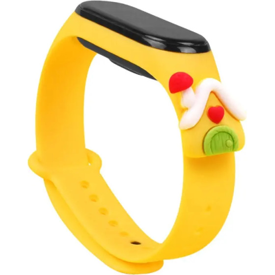 Hurtel Strap Xmas Wristband for Xiaomi Mi Band 6 / Mi Band 5 Christmas Silicone Strap Bracelet Yellow (house) - (Strap Xmas Xiaomi Mi Band 5 / 6 Yellow Lodge)