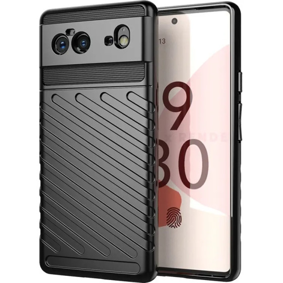 Hurtel Thunder Case Flexible Tough Rugged Cover TPU Case for Google Pixel 6 black - (Thunder Case Google Pixel 6 Black)