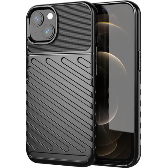 Hurtel Thunder Case Flexible Tough Rugged Cover TPU Case for iPhone 13 mini black - (Thunder Case iPhone 13 Mini Black)