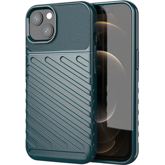 Hurtel Thunder Case Flexible Tough Rugged Cover TPU Case for iPhone 13 mini green - (Thunder Case iPhone 13 Mini Green)