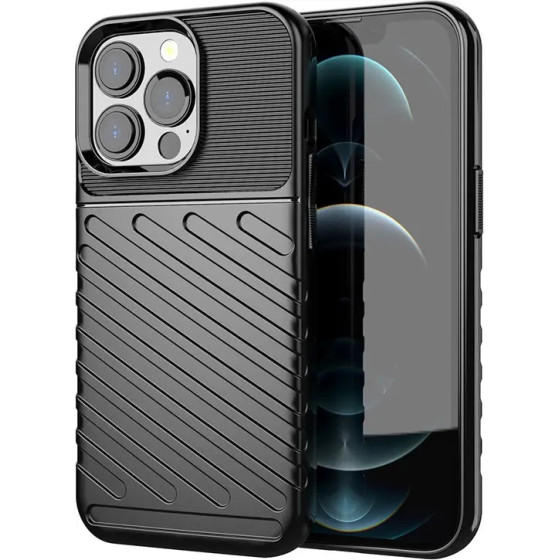 Hurtel Thunder Case Flexible Tough Rugged Cover TPU Case for iPhone 13 Pro black - (Thunder Case iPhone 13 PRO Black)
