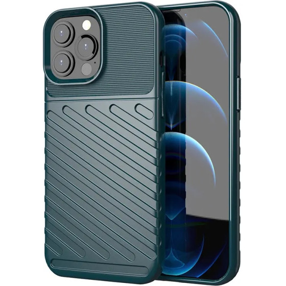 Hurtel Thunder Case Flexible Tough Rugged Cover TPU Case for iPhone 13 Pro Max green - (Thunder Case iPhone 13 PRO MAX Green)