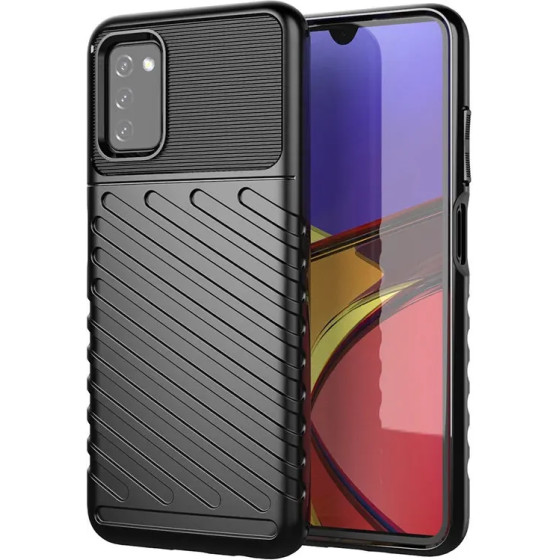 Hurtel Thunder Case Flexible Tough Rugged Cover TPU Case for Samsung Galaxy A03s black - (Thunder Case Samsung A03S Black)