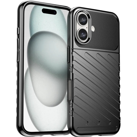 Hurtel Thunder Case for iPhone 16 Plus Silicone Case - Black - (Thunder case iPhone 16 Plus black)