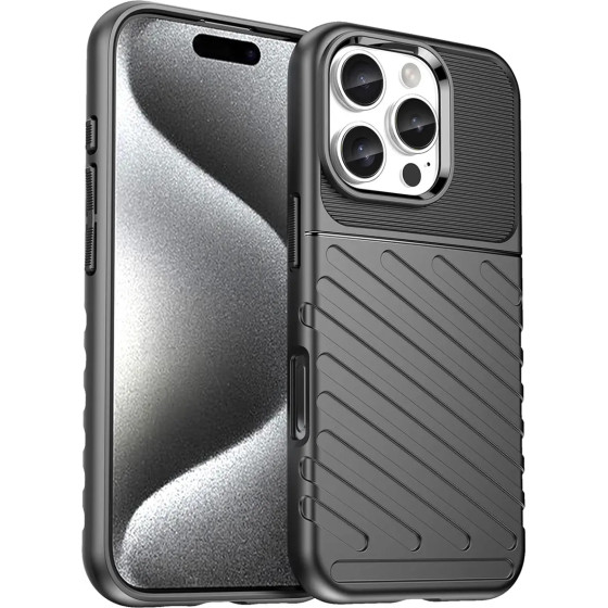 Hurtel Thunder Case for iPhone 16 Pro Max Silicone Case - Black - (Thunder case iPhone 16 Pro Max black)