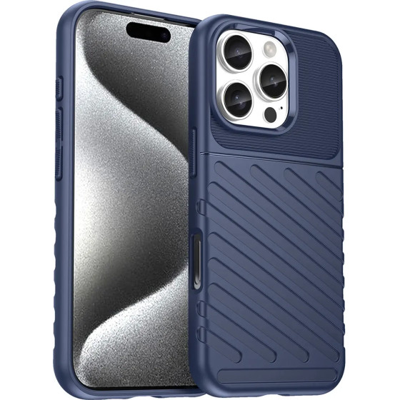 Hurtel Thunder Case for iPhone 16 Pro Max Silicone Case - Blue - (Thunder case iPhone 16 Pro Max blue)