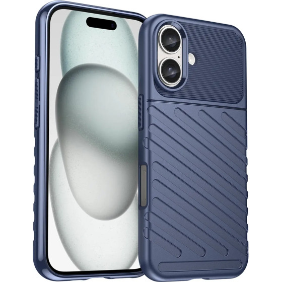 Hurtel Thunder Case for iPhone 16 Silicone Case - Blue - (Thunder case iPhone 16 blue)