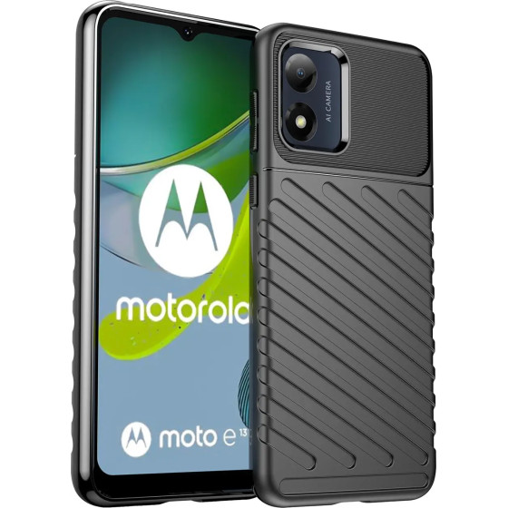 Hurtel Thunder Case Motorola Moto E13 Silicone Armored Cover Black - (Thunder Case Moto E13 2023 Black)