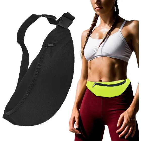 Hurtel Ultimate Running Belt bag for keys wallet documents black - (Waist belt bag black)