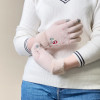 Hurtel Women's winter telephone gloves with a snowman and a Christmas tree - beige - (Touchscreen gloves knitted snowman beige)