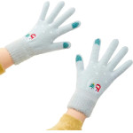 Hurtel Women's winter telephone gloves with a snowman and a Christmas tree - green - (Touchscreen gloves knitted snowman cyan)