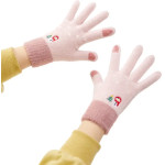 Hurtel Women's winter telephone gloves with a snowman and a Christmas tree - pink - (Touchscreen gloves knitted snowman pink)