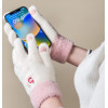 Hurtel Women's winter telephone gloves with a snowman and a Christmas tree - white and pink - (Touchscreen gloves knitted snowman white)