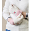 Hurtel Women's winter telephone gloves with a snowman and a Christmas tree - white and pink - (Touchscreen gloves knitted snowman white)