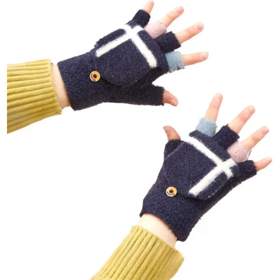 Hurtel Women's/children's winter phone gloves - black - (Gloves knitted half finger black)