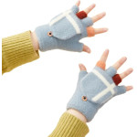 Hurtel Women's/children's winter telephone gloves - blue - (Gloves knitted half finger blue)