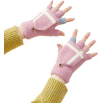 Hurtel Women's/children's winter telephone gloves - pink - (Gloves knitted half finger pink)