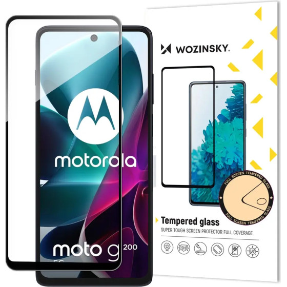 Hurtel Wozinsky Full Glue Tempered Glass Motorola Moto G200 5G 9H Full Screen Tempered Glass with Black Frame - (Glass Full glue MOTO G200 5G black)