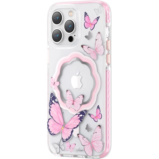 Kingxbar Butterfly Series magnetic case for iPhone 14 Plus MagSafe case with butterflies pink - (Kingxbar iPhone 14 Plus Butterfly Series-Pink)