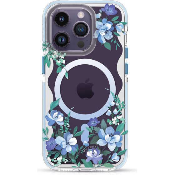 Kingxbar Flora Series magnetic case for iPhone 14 Plus MagSafe decorated with orchid flowers print - (Kingxbar iPhone 14 Plus Flora Series-Orchid)