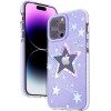 Kingxbar Heart Star Series case for iPhone 14 Plus purple star case - (Kingxbar iPhone 14 Plus Heart Star Series-Purple Star)