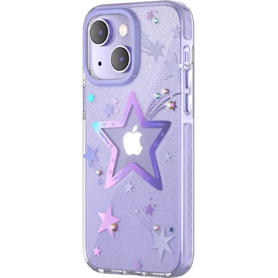 Kingxbar Heart Star Series case for iPhone 14 Plus purple star case - (Kingxbar iPhone 14 Plus Heart Star Series-Purple Star)