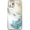Kingxbar Luxury iPhone 14 Plus Case with Phoenix Crystals - Gold and Blue - (Kingxbar iPhone 14 Plus Phoenix Series-Fly)