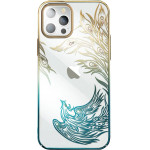 Kingxbar Luxury iPhone 14 Plus Case with Phoenix Crystals - Gold and Blue - (Kingxbar iPhone 14 Plus Phoenix Series-Fly)